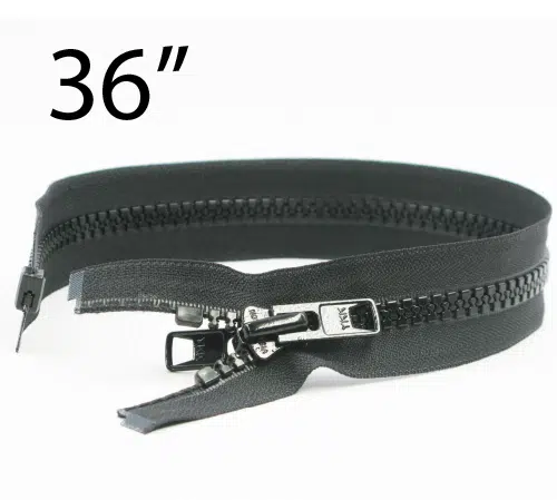 YKK® #10 Black VISLON® UV- U.V. Resistant Marine Separating Zipper W/Locking Metal Double Slide