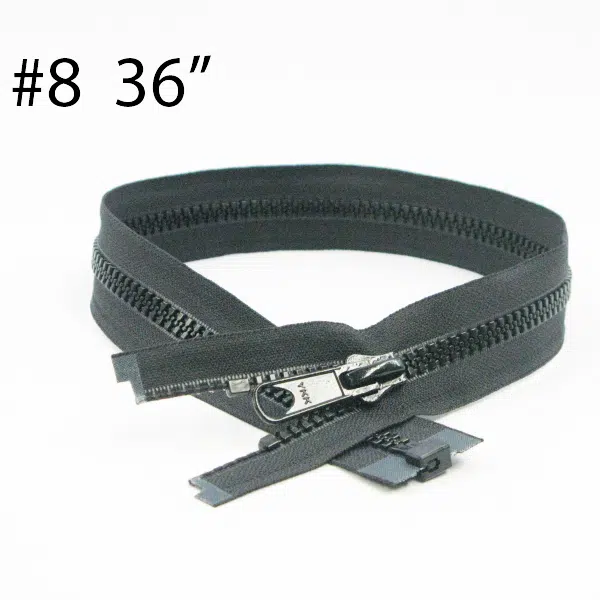 YKK® #8 Black VISLON® UV- U.V. Resistant Marine Separating Zipper W/Locking Metal Double Slider