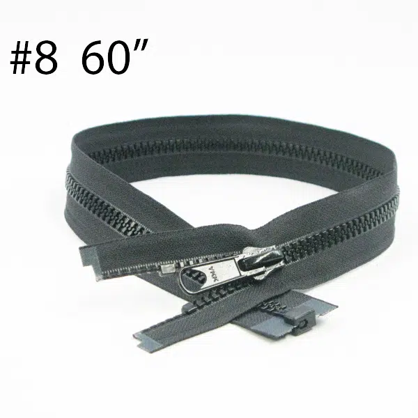 YKK® #8 Black VISLON® UV- U.V. Resistant Marine Separating Zipper W/Locking Metal Double Slider