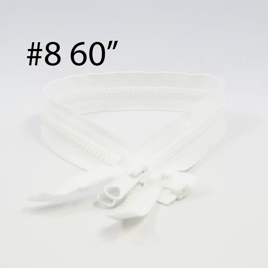 YKK® #8 White VISLON® UV- U.V. Resistant Marine Separating Zipper W/Locking Metal Double Slider