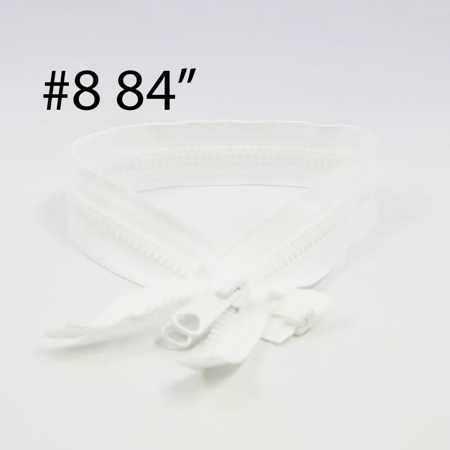 YKK® #8 White VISLON® UV- U.V. Resistant Marine Separating Zipper W/Locking Metal Double Slider